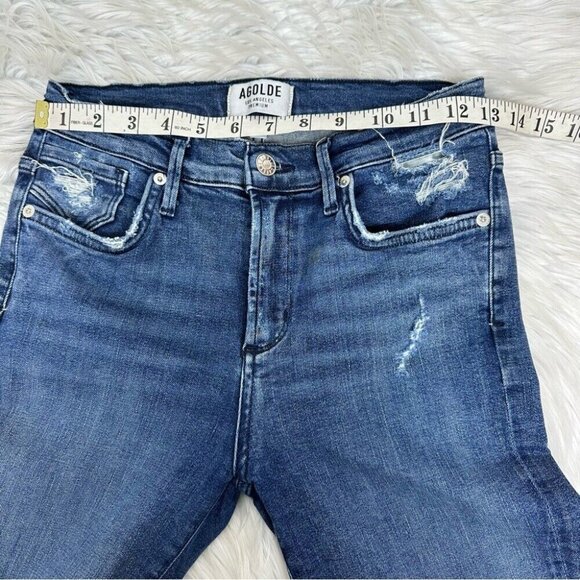 Agolde Women's Sophie Denim Hi-Rise Distressed Mid-Rise Skinny Jeans W26/L26 - Picture 9 of 13